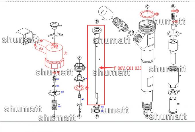 A+ νέα βαλβίδα ελέγχου εγχυτήρων Shumatt καθορισμένο F00VC01309 για τον εγχυτήρα 0445110054/0445110055